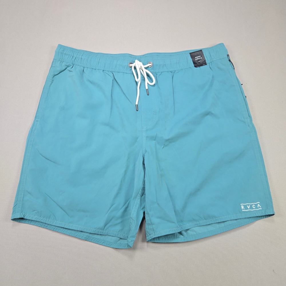 RVCA Board Shorts Gerrard Elastic Dual Purpose Trunk Teal Blue Mens XL